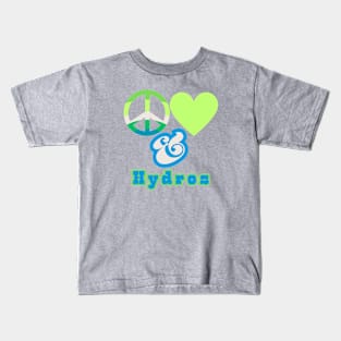 Peace, Love & Hydros - Retro Pop Electric Green Colorway Pacific Northwest Style Kids T-Shirt